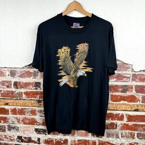 Vintage Bald Eagle Shirt Size Large Black Single Stitch Nature Birds USA 90s